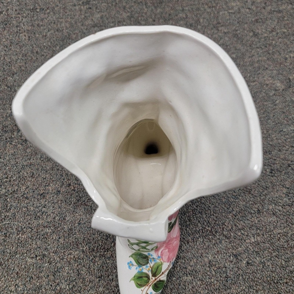 Vintage Victorian Ceramic‎ Boot Vase White Floral Handmade Hand Painted Art USA - Picture 8 of 16